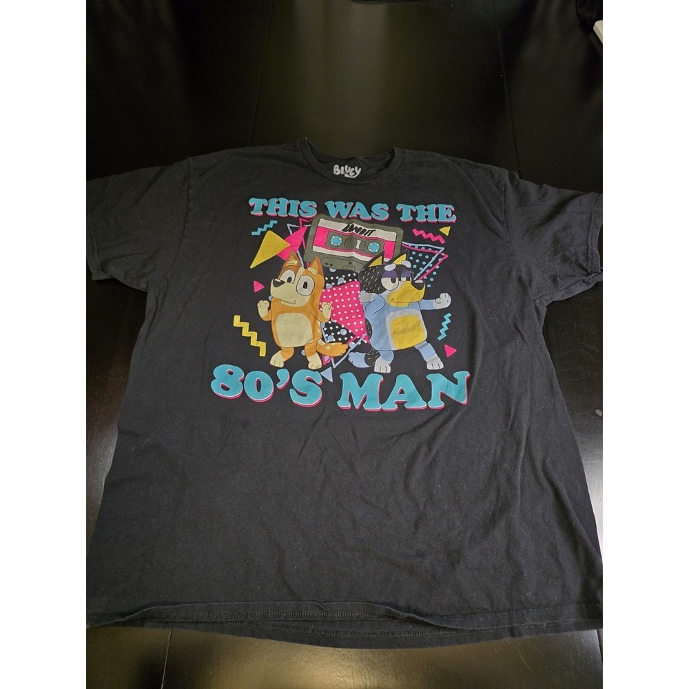 Bluey Bandit Shirt Adult XL Black This Was The 80's Man Retro Graphic‎ T-Shirt